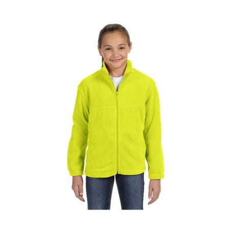 SAFETY YELLOW Harriton Youth Full-Zipper Polyester Fleece Pullover